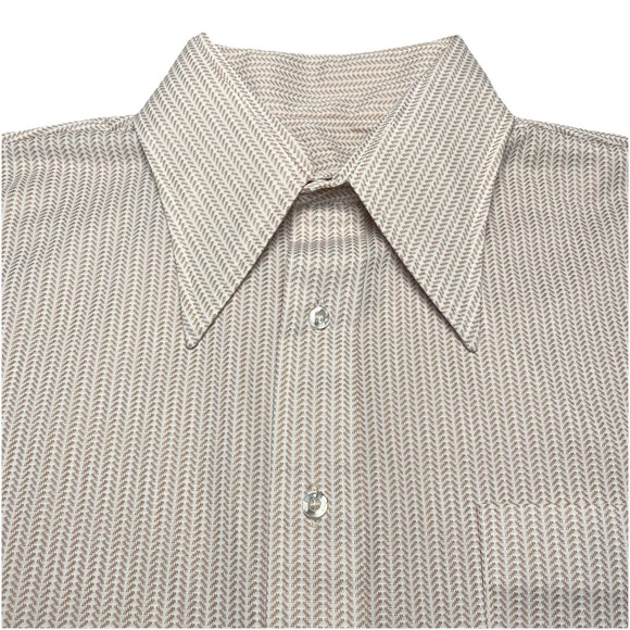 The Unbranded Brand Other - 70s Shirt 16.5 33 Disco Mod MCM Woodstock Butterfly Dagger Chevron Herringbone